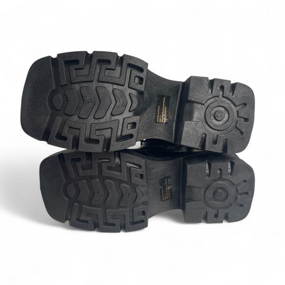 Rouge Helium Platform Combat Boots Black Sz 9 Punk Platform Goth Vegan Buckle - Picture 7 of 8